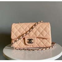 Market Sells Chanel Grained Calfskin Classic Mini Flap Bag A01116 Nude/Silver 2024