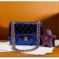 Best Price Chanel Mirror Calfskin Mini Flap Bag & Star Coin Purse AS4646 Purple 2023