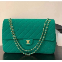 Market Sells Chanel XXL Airline Travel Flap Bag in Knit Fabric A4661 Green 2024