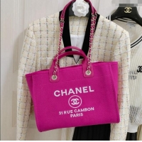 Classic Specials Chanel Deauville Mixed Fibers & Calfskin Medium Shopping Bag A8012 Fuchsia Purple 2024