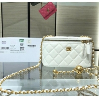 Grade Quality Chanel Lambskin Clutch with Chain and Gold-Tone Ball AP2303 White 2024