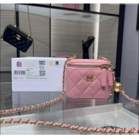 Luxury Classic Chanel Lambskin Clutch with Chain and Gold-Tone Ball AP1447 Light Pink 2024