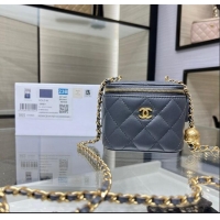 Luxury Classic Chanel Lambskin Clutch with Chain and Gold-Tone Ball AP1447 Dark Grey 2024