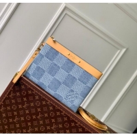 Promotional Louis Vuitton Pochette To-Go Clutch Bag in Monogram Denim 100% GOTS-certified Cotton M82313 Blue 2024