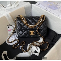 Low Cost Chanel Shiny Lambskin Mini Flap Bag with Chain and Pearls AS4385 Black 2024