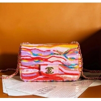 Top Grade Chanel Sequins Mini Flap Bag A69900 Yellow/Purple/Pink 2024