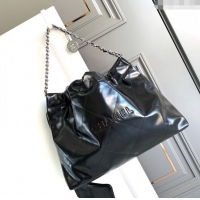 Top Quality Chanel Shiny Calfskin 22 East West Shopping Bag AS4486 Black/Silver 2024