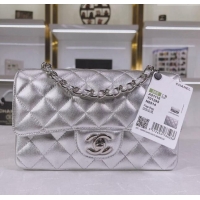 Big Discount Chanel Metallic Calfskin Mini Flap Bag A01116 Silver 2024