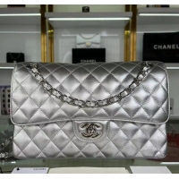 Grade Promotional Chanel Metallic Calfskin Medium Flap Bag A01112 Silver 2024