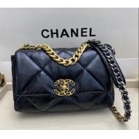 Traditional Specials Chanel 19 Shiny Crinkle Calfskin Small Flap Bag AS1160 Blue 2024