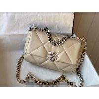 Super Quality Chanel 19 Shiny Lambskin Small Flap Bag AS1160 Beige/Silver 2024