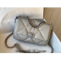 Trendy Design Chanel 19 Shiny Lambskin Small Flap Bag AS1160 Light Grey 2024