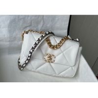 Good Taste Chanel 19 Shiny Lambskin Small Flap Bag AS1160 White 2024