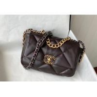 Luxury Cheap Chanel 19 Shiny Lambskin Small Flap Bag AS1160 Brown 2024