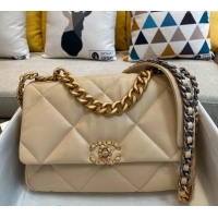 Promotional Chanel 19 Shiny Lambskin Large Flap Bag AS1161 Beige/Gold 2024