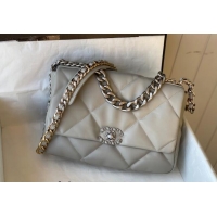 Best Price Chanel 19 Shiny Lambskin Large Flap Bag AS1161 Light Grey 2024