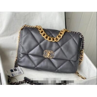 Good Taste Chanel 19 Shiny Lambskin Large Flap Bag AS1161 Dark Grey 2024