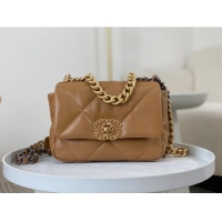 Reasonable Price Chanel 19 Shiny Lambskin Mini Flap Bag AS1159 Brown 2024