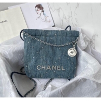 Top Grade Chanel 22 Mini Handbag in Washed Denim AS3980 Blue 2024