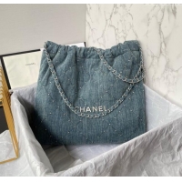 Classic Specials Chanel 22 Handbag in Washed Denim AS3261 Blue 2024