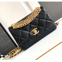 Reasonable Price Chanel Lambskin Flap Bag With Crystal Chain AS2613 Black 2024