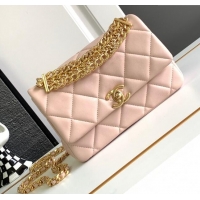 Buy Discount Chanel Lambskin Flap Bag With Crystal Chain AS2613 Pink 2024