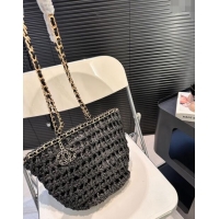 Fashion Discount Chanel Straw Basket Chain Bag 040201 Black 2024