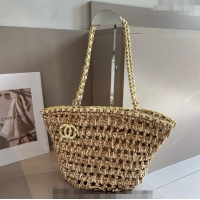 Buy Cheap Chanel Straw Basket Chain Bag 040201 Beige 2024