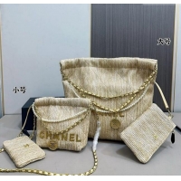 Super Quality Chanel Straw Mini/Small 22 Bag 0402 Beige 2024