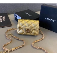 Famous Brand Chanel Quilted Metallic Leather Belt Bag 0408 Gold 2024