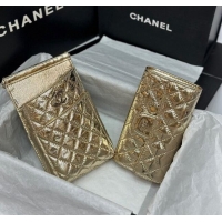 Popular Style Chanel Quilted Leather Phone Holder & Wallet WOC on Chain Set 0407 Gold 2023