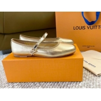 Best Grade Louis Vuitton Romy Flat Ballerinas in Metallic Lambskin Gold 606157