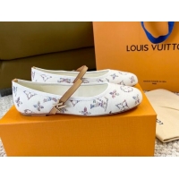 Low Price Louis Vuitton Romy Flat Ballerinas in White Monogram Tweed 606158