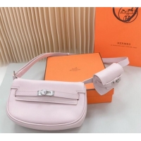 Luxury Discount Hermes Calfskin Pouch Belt/Belt Bag 0617 Light Pink 2024