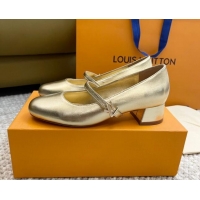 Sophisticated Louis Vuitton Romy Pumps 3.5cm in Metallic Lambskin Gold 606163