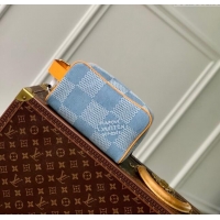 Promotional Louis Vuitton Locker Dopp Kit Pouch in Damier Denim 3D Cotton Canvas N47053 Blue 2024