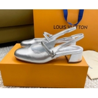 Purchase Louis Vuitton Romy Slingback Pumps 3.5cm in Metallic Lambskin Silver 606166