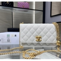 Buy Discount Chanel Grained Calfskin Clutch with Heart Chain AP3201 White 2024