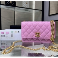 Luxury Cheap Chanel Grained Calfskin Clutch with Heart Chain AP3201 Pink 2024