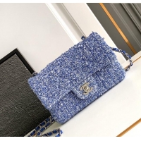 Good Quality Chanel Classic Tweed Mini 11.12 Flap Bag A69900 Blue 2024