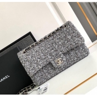 Famous Brand Chanel Classic Tweed Medium 11.12 Flap Bag A01112 White/Black 2024