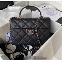 Buy Inexpensive Chanel Grained Calfskin Medium Flap Bag with Top Handle AS4712 Black 2024