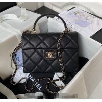 Buy Discount Chanel Grained Calfskin Small Flap Bag with Top Handle AS4711 Black 2024