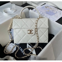 Promotional Chanel Grained Calfskin Small Flap Bag with Top Handle AS4711 White 2024