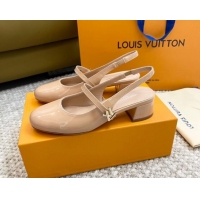 Best Price Louis Vuitton Romy Slingback Pumps 3.5cm in Patent Leather Nude 606172