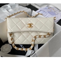 Famous Brand Chanel Quilted Lambskin Medium Hobo bag AS4754 White 2024