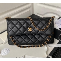 Famous Brand Chanel Quilted Lambskin Large Hobo bag AS4777 Black 2024