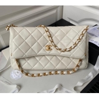 Good Product Chanel Quilted Lambskin Large Hobo bag AS4777 White 2024