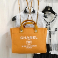 Good Product Chanel Deauville Cotton & Calfskin Medium Shopping Bag AS2007 Orange 2024