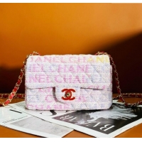 Trendy Design Chanel Tweed Small Classic Flap Bag Yellow/Light Pink/White A0107 2024